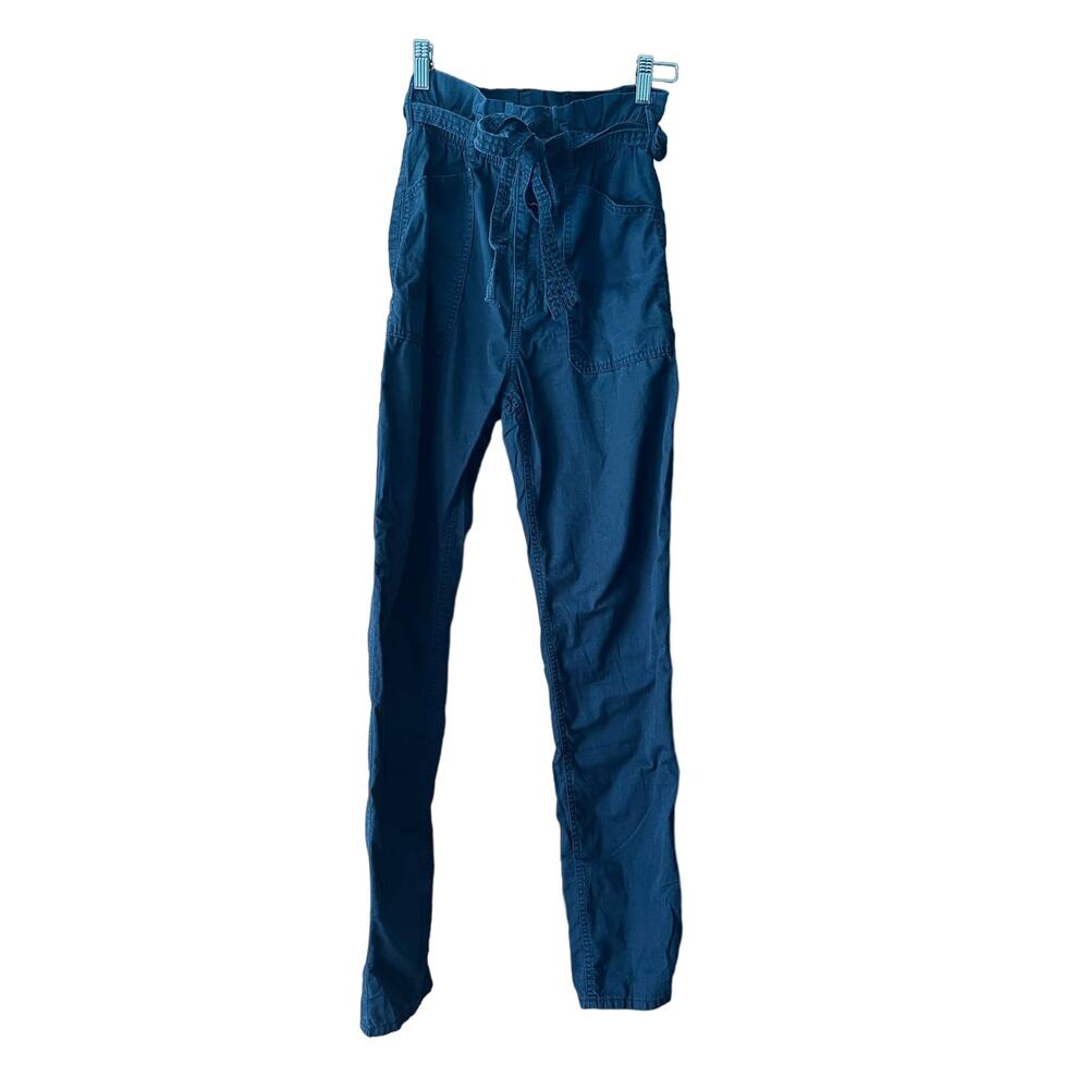 Abercrombie & Fitch Women's Straight Leg Paperbag Pants Tie Waist Black Size XS